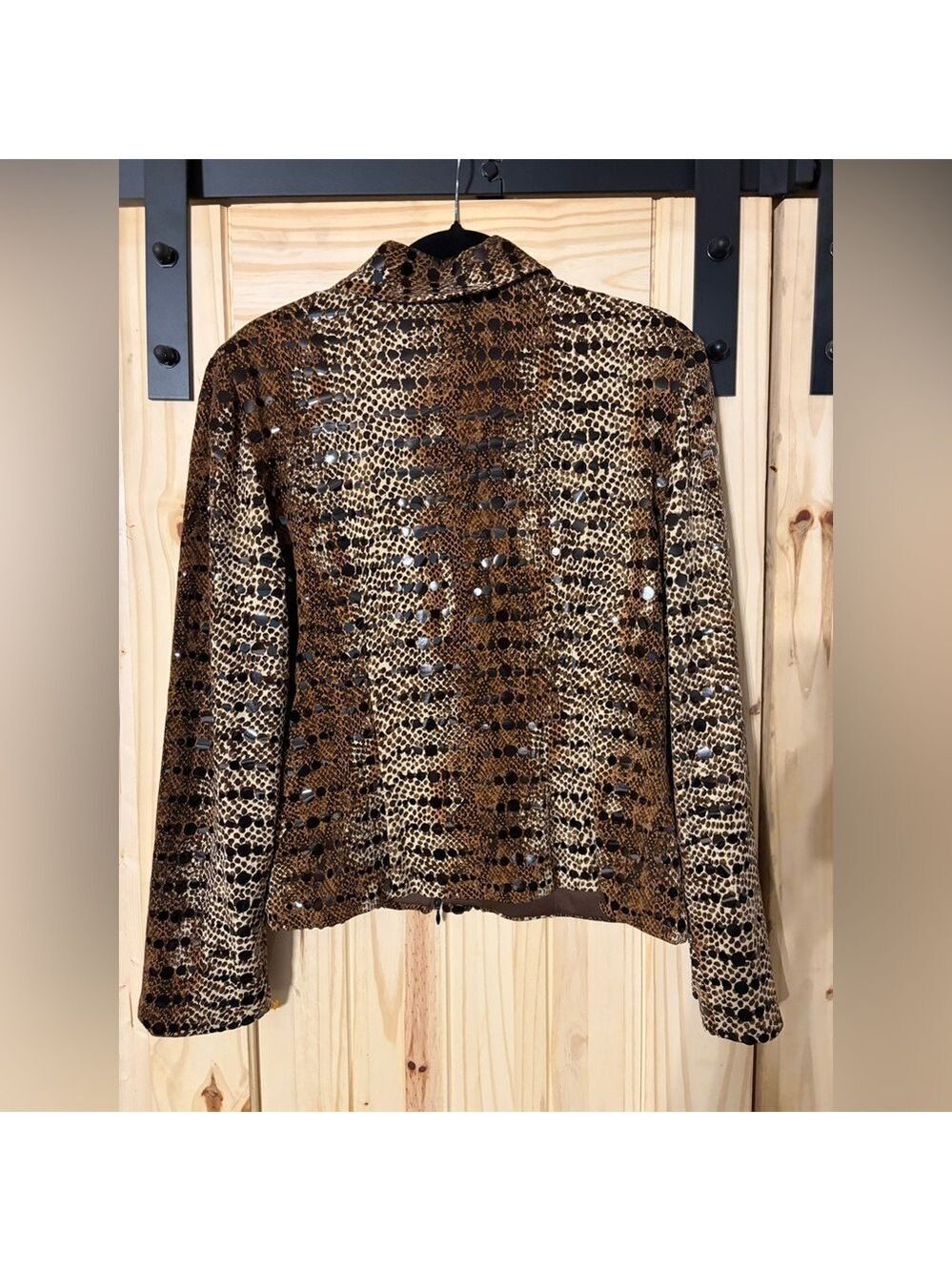 Joseph Ribkoff Leopard Print Mobwife Sequin Cardigan Jacket Top 14 Career Office - Picture 5 of 5